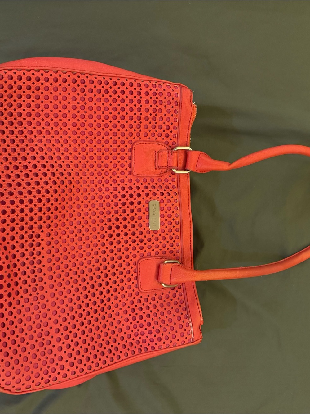 Coral Perforated Tote Bag by Kate hill